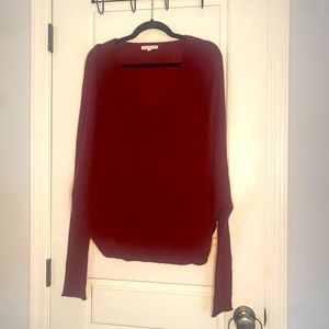 V Neck Burgundy Sweater